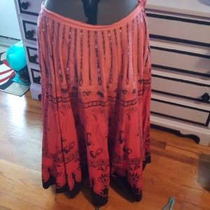Red and black full skirt